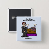 Badge Carré 5 Cm Directeur funéraire avec bouton Panier (Devant & derrière)