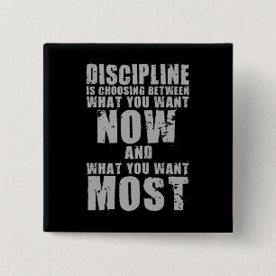 Badge Carré 5 Cm DISCIPLINE - Mots motivants