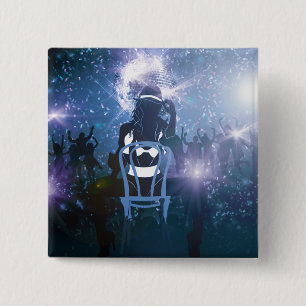Badge Carré 5 Cm Disco Heartbeat
