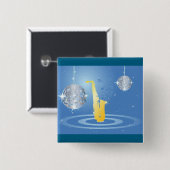 Badge Carré 5 Cm Disco Music (Devant & derrière)