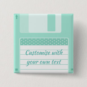 Badge Carré 5 Cm Disquette Turquoise mignonne à Customiser avec son