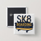 Badge Carré 5 Cm Distressed SK8 Boarding Street Division (Devant & derrière)