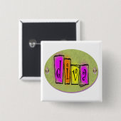 Badge Carré 5 Cm Diva (Devant & derrière)