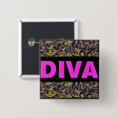 Badge Carré 5 Cm Diva (Devant & derrière)