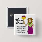 Badge Carré 5 Cm Diva de vin "fabuleuse " (Devant & derrière)