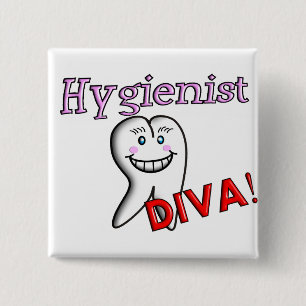 Badge Carré 5 Cm DIVA d'hygiéniste de cadeaux d'hygiéniste dentai