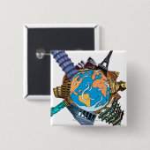 Badge Carré 5 Cm Divers endroits célèbres du monde (Devant & derrière)