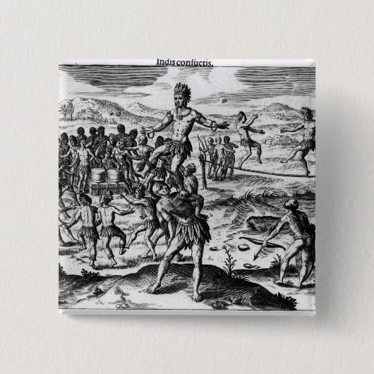 Badge Carré 5 Cm Divers jeux indiens, de 'Americae (Devant)