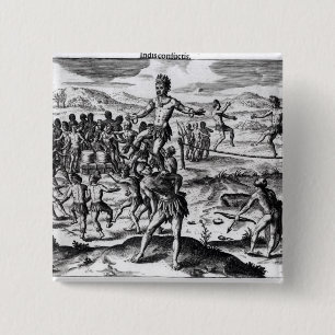 Badge Carré 5 Cm Divers jeux indiens, de 'Americae