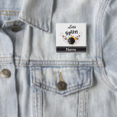 Badge Carré 5 Cm Diviser les pinces et la balle de Bowling | Nom do (En situation)