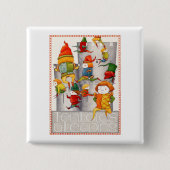 Badge Carré 5 Cm DIX LORDS UN Bouton Carré EN BAS (Devant)