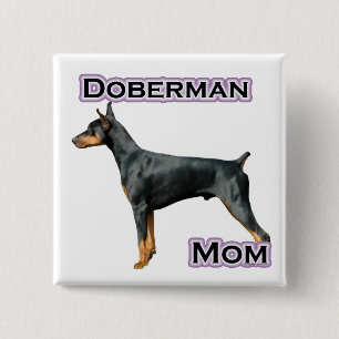 Badge Carré 5 Cm Doberman Pinscher Maman 4 - Bouton