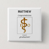 Badge Carré 5 Cm Docteur en ostéopathie Diplôme Félicitations (Devant)