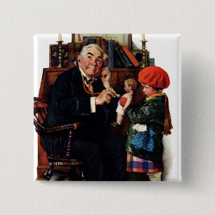 Badge Carré 5 Cm Docteur et poupée
