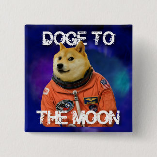 Badge Carré 5 Cm DOGE à la Lune !