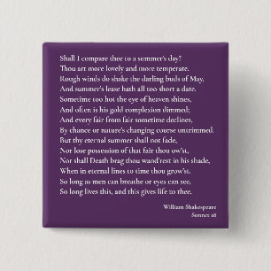 Badge Carré 5 Cm Dois-je te comparer à une journée d'été ? sonnet 1