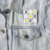 Badge Carré 5 Cm Dollar Tic Tac Toe (En situation)