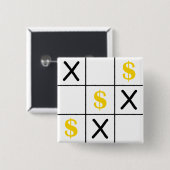 Badge Carré 5 Cm Dollar Tic Tac Toe (Devant & derrière)