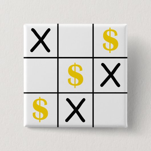 Badge Carré 5 Cm Dollar Tic Tac Toe (Devant)