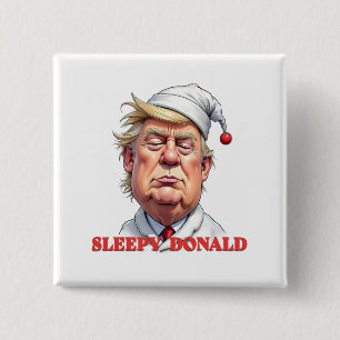 Badge Carré 5 Cm Donald endormi – Une caricature politique subtile