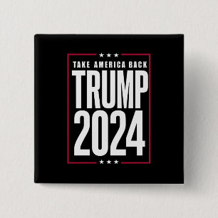 Badge Carré 5 Cm Donald Trump 2024 Reprenez l'Amérique Élection