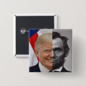 Badge Carré 5 Cm Donald Trump Abraham Lincoln (Devant & derrière)