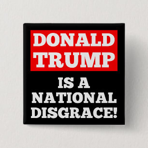 Badge Carré 5 Cm Donald Trump est un bouton national de noir de