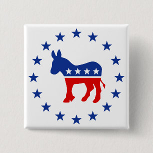 Badge Carré 5 Cm Donkey démocrate