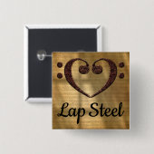 Badge Carré 5 Cm Double Basse Clef Heart Lap Steel (Devant & derrière)