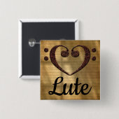 Badge Carré 5 Cm Double Basse Clef Heart Lute (Devant & derrière)