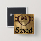 Badge Carré 5 Cm Double Basse Clef Heart Sarod (Devant & derrière)