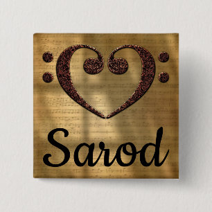 Badge Carré 5 Cm Double Basse Clef Heart Sarod