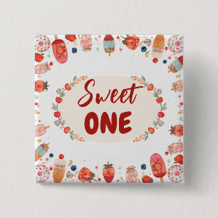 Badge Carré 5 Cm Douce Fête d'anniversaire Gâteau Donut Glace 1er 