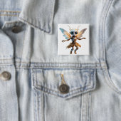 Badge Carré 5 Cm Douce Fille Fourmi Robot Danseuse Pixie (En situation)