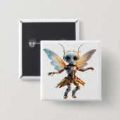 Badge Carré 5 Cm Douce Fille Fourmi Robot Danseuse Pixie (Devant & derrière)