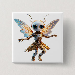 Badge Carré 5 Cm Douce Fille Fourmi Robot Danseuse Pixie