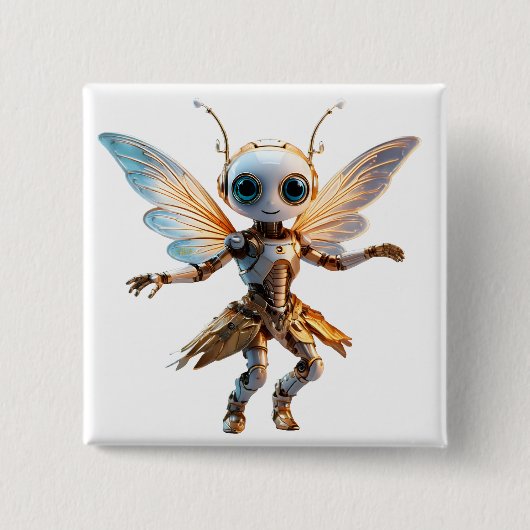 Badge Carré 5 Cm Douce Fille Fourmi Robot Danseuse Pixie (Devant)