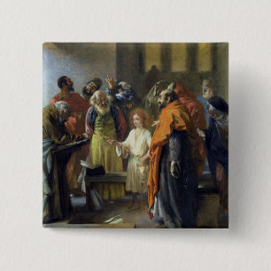Badge Carré 5 Cm Douze-année vieux Jésus dans le temple, 1851