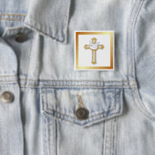 Badge Carré 5 Cm Dove et Croix (En situation)