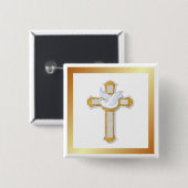 Badge Carré 5 Cm Dove et Croix (Devant & derrière)