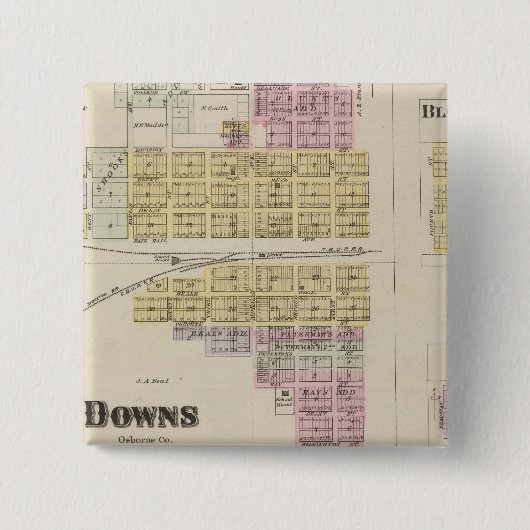 Badge Carré 5 Cm Downs, Bloomington, Covert, Appleton, Kansas (Devant)