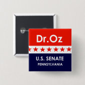 Badge Carré 5 Cm Dr Oz Sénat américain Pennsylvanie (Devant & derrière)