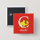 Badge Carré 5 Cm Dr Seuss's ABC : Letter C - White | Add Your Name (Devant & derrière)