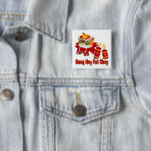 Badge Carré 5 Cm Dragon et pétards chinois (En situation)