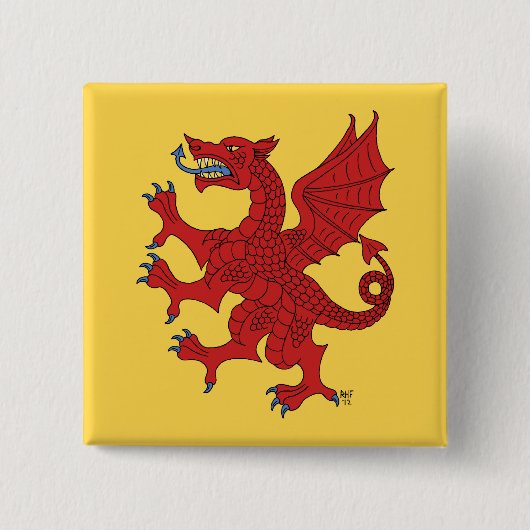 Badge Carré 5 Cm Dragon Rampant Gules (Devant)