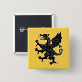 Badge Carré 5 Cm Dragon Rampant Sable (Devant & derrière)