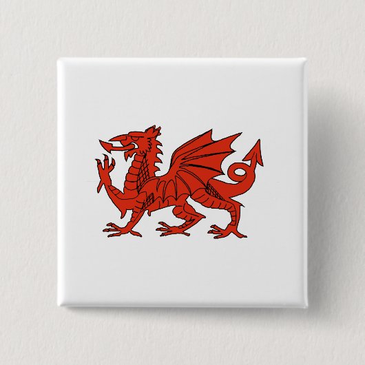 Badge Carré 5 Cm Dragon rouge (Devant)