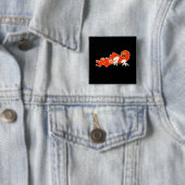 Badge Carré 5 Cm Dragon rouge (En situation)