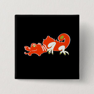 Badge Carré 5 Cm Dragon rouge