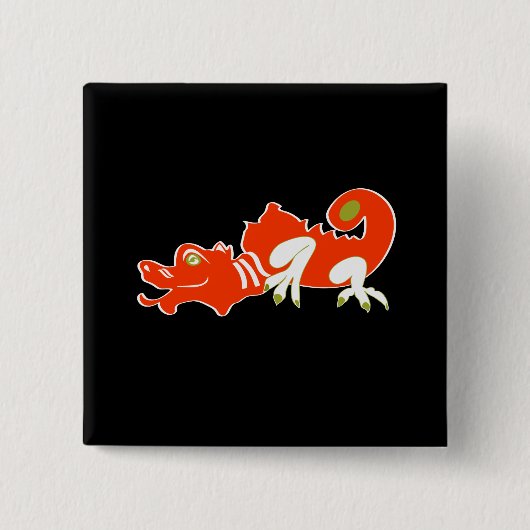 Badge Carré 5 Cm Dragon rouge (Devant)
